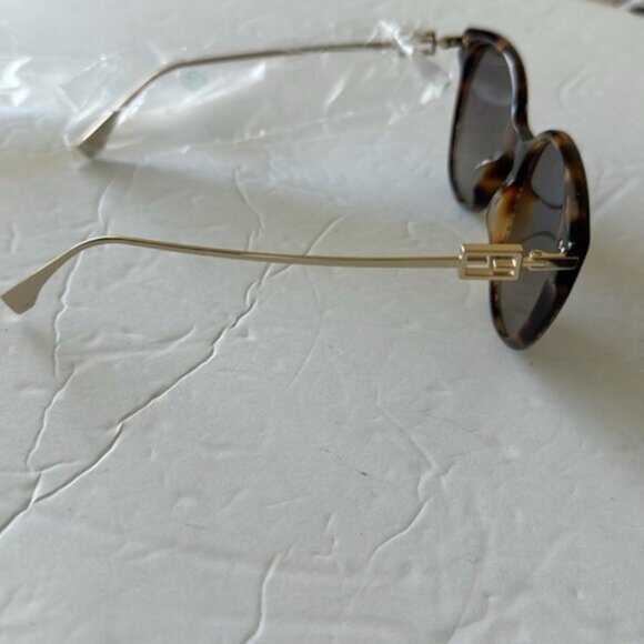 Fendi Designer Cat Eye Sunglasses Brown Gold W Pouch & Box 54mm - Picture 9 of 16